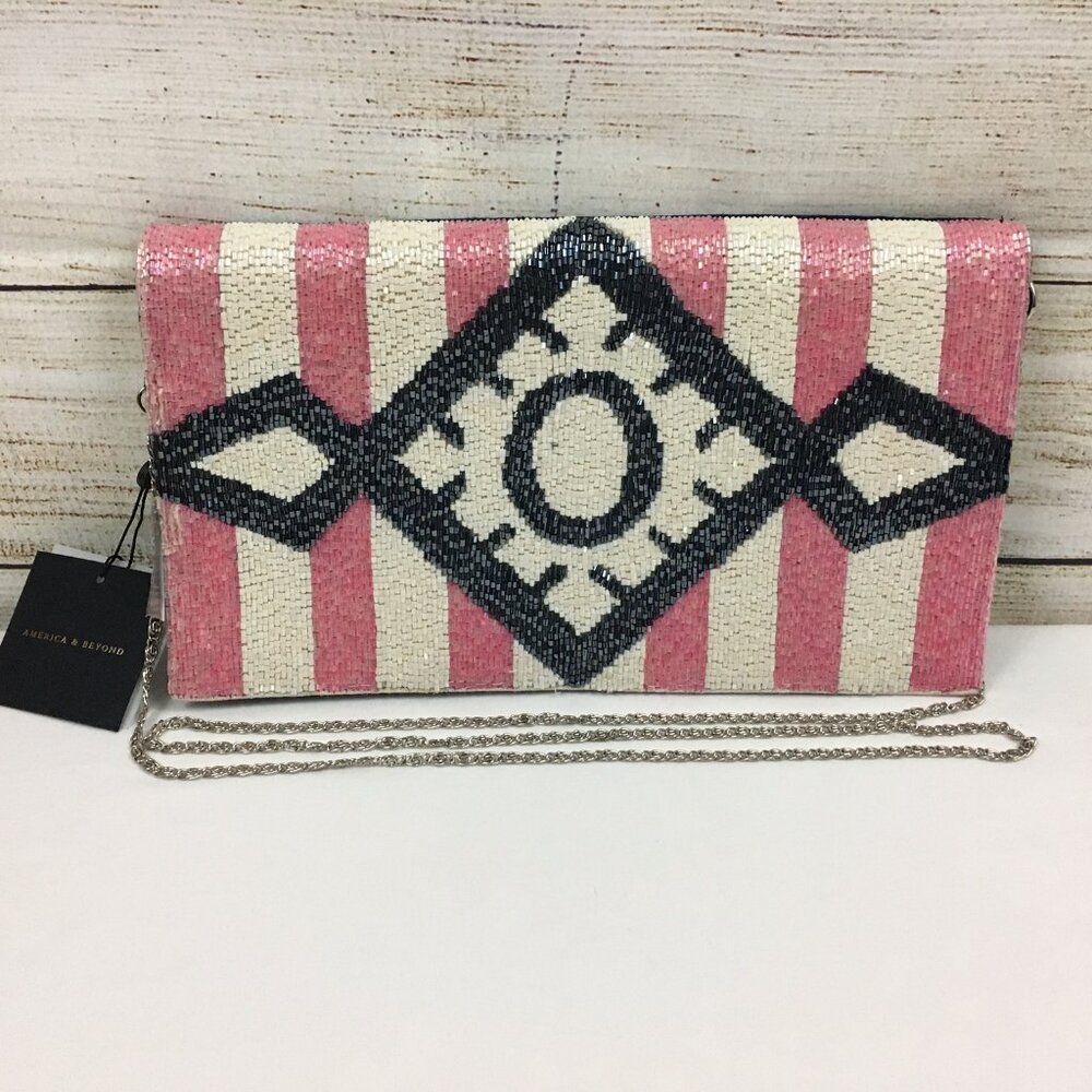 America & Beyond Candy Crush Clutch Beaded Removable Chain Strap